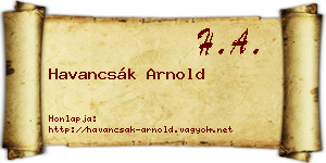 Havancsák Arnold névjegykártya